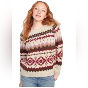 Old Navy Fair Isle Cozy Shaker-Stitch Pullover Sweater XL Petite NWT